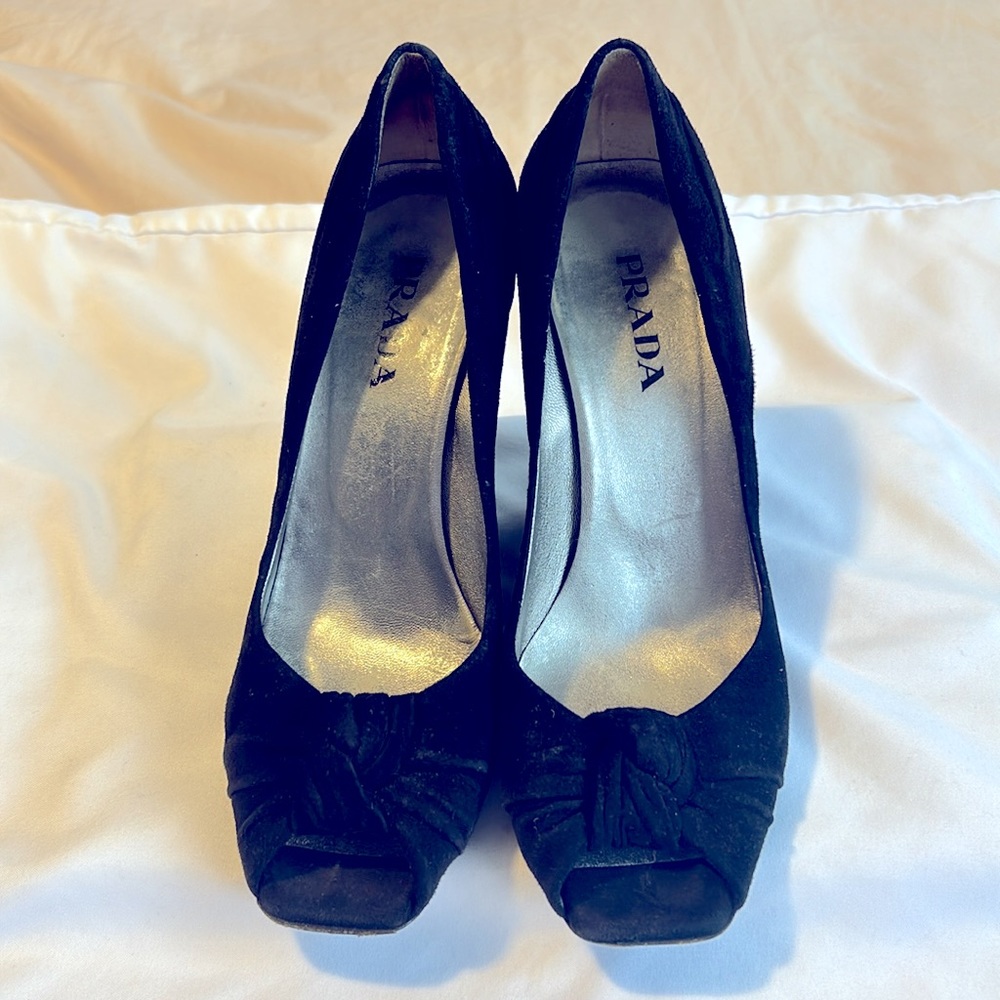 Prada Suede Peep Toe Wedges EU 36 - Picture 2 of 11